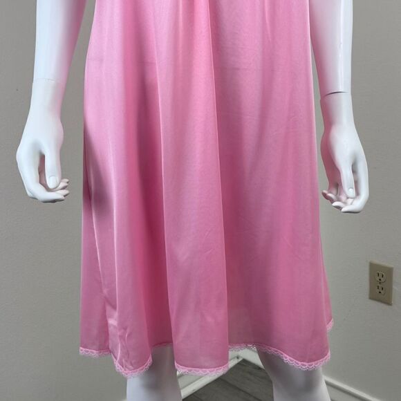 Vintage Union Cira Women Size S Pink Satin Lace Pullover Nightgown Semi Sheer - Picture 11 of 16